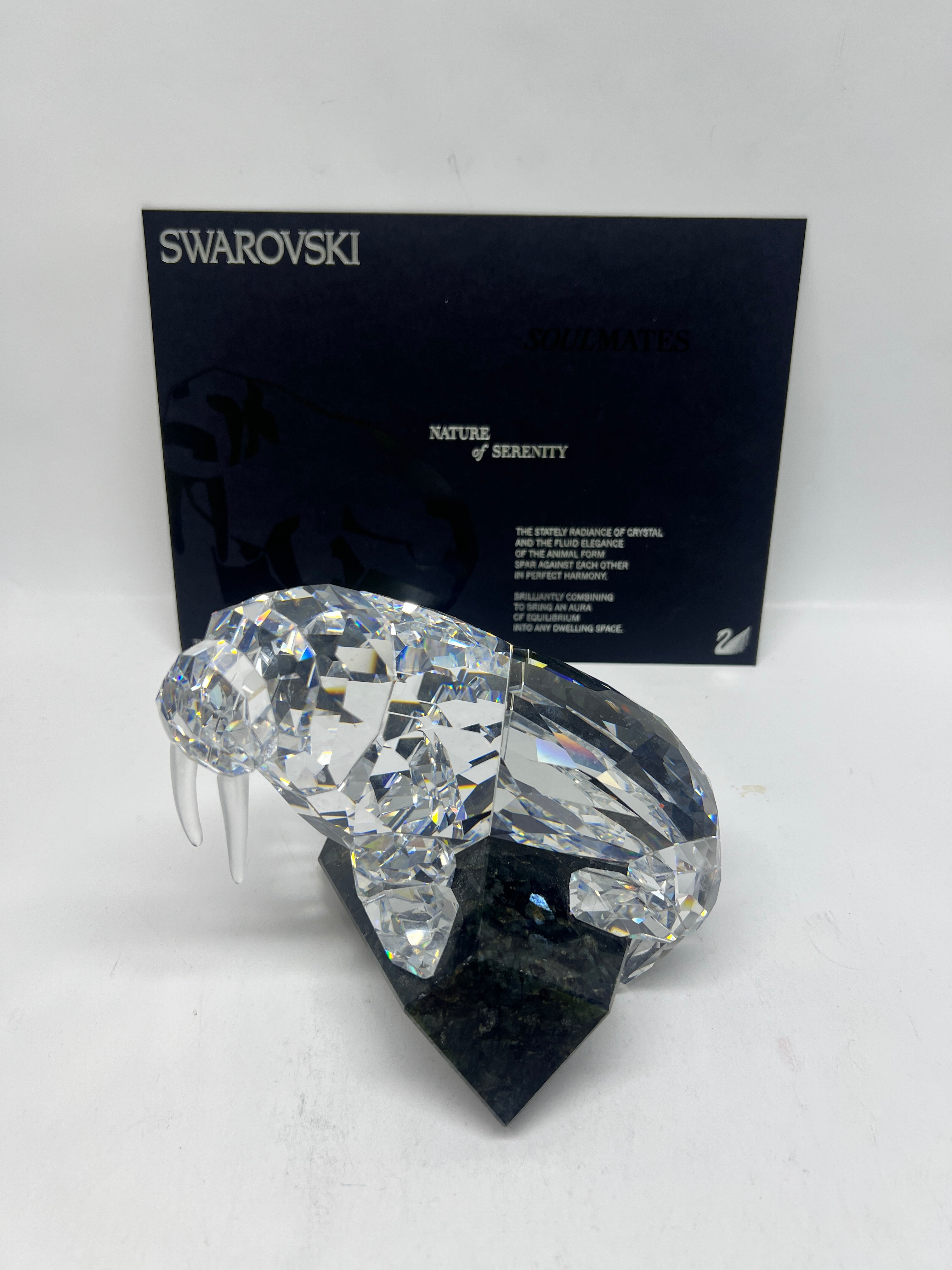 Swarovski Soulmates Walrus Nature of Serenity Crystal Figurine on Granite Base
