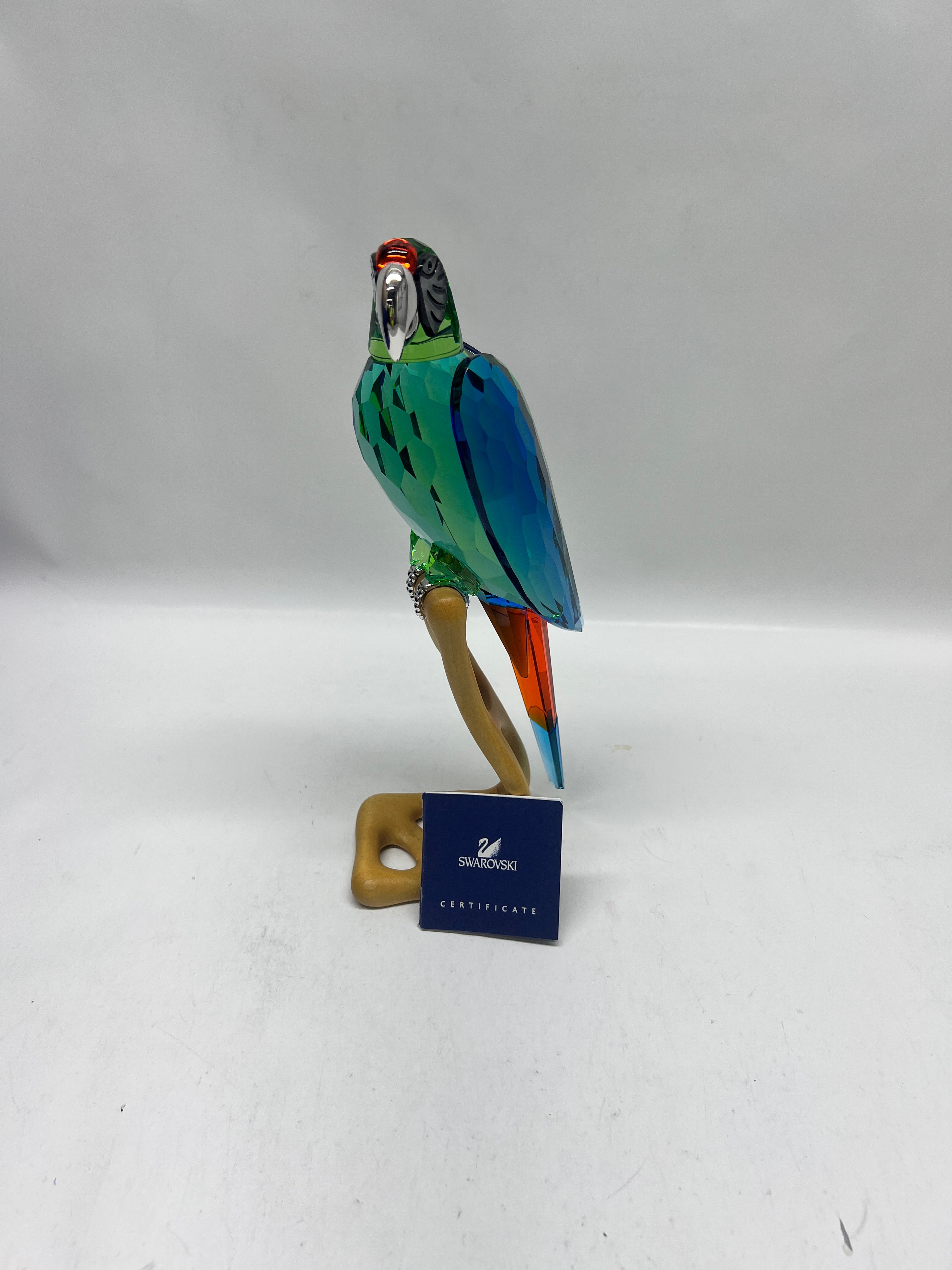 Swarovski Crystal Green Macaw Parrot Figurine with Certificate