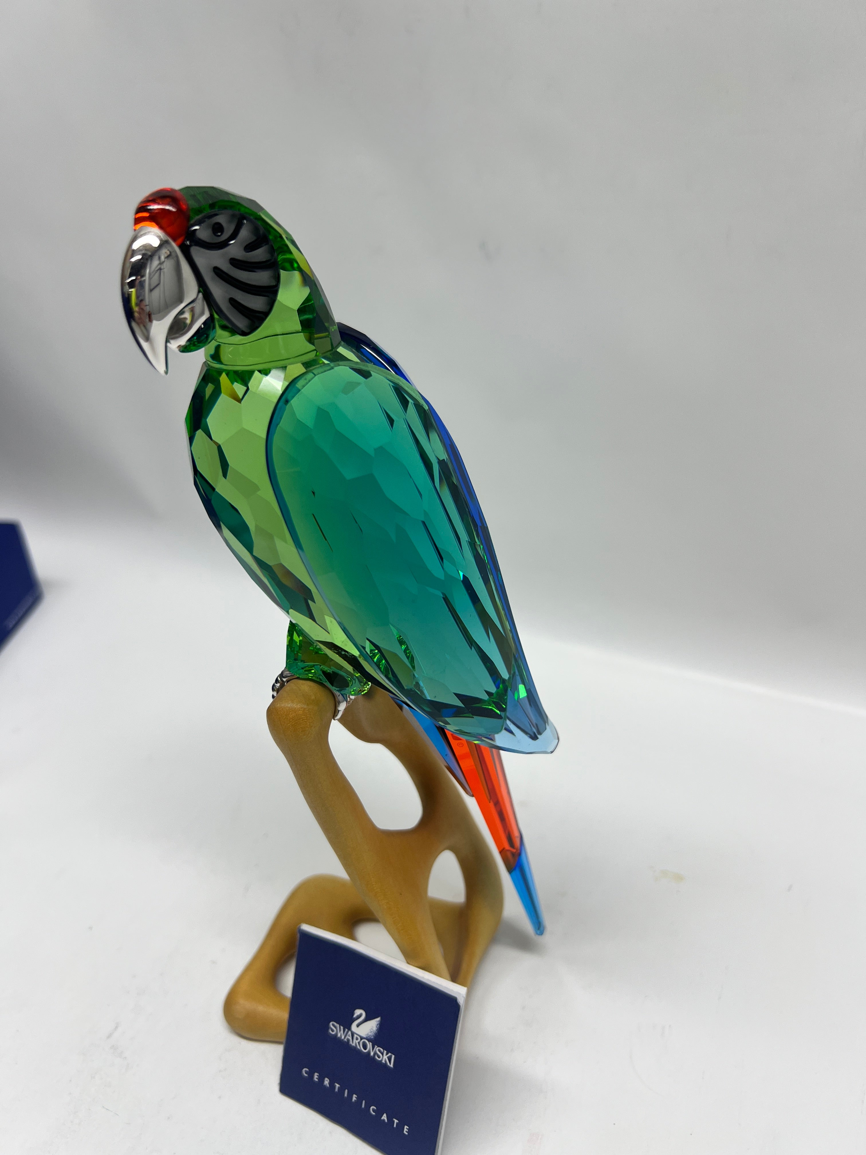 Swarovski Crystal Green Macaw Parrot Figurine with Certificate