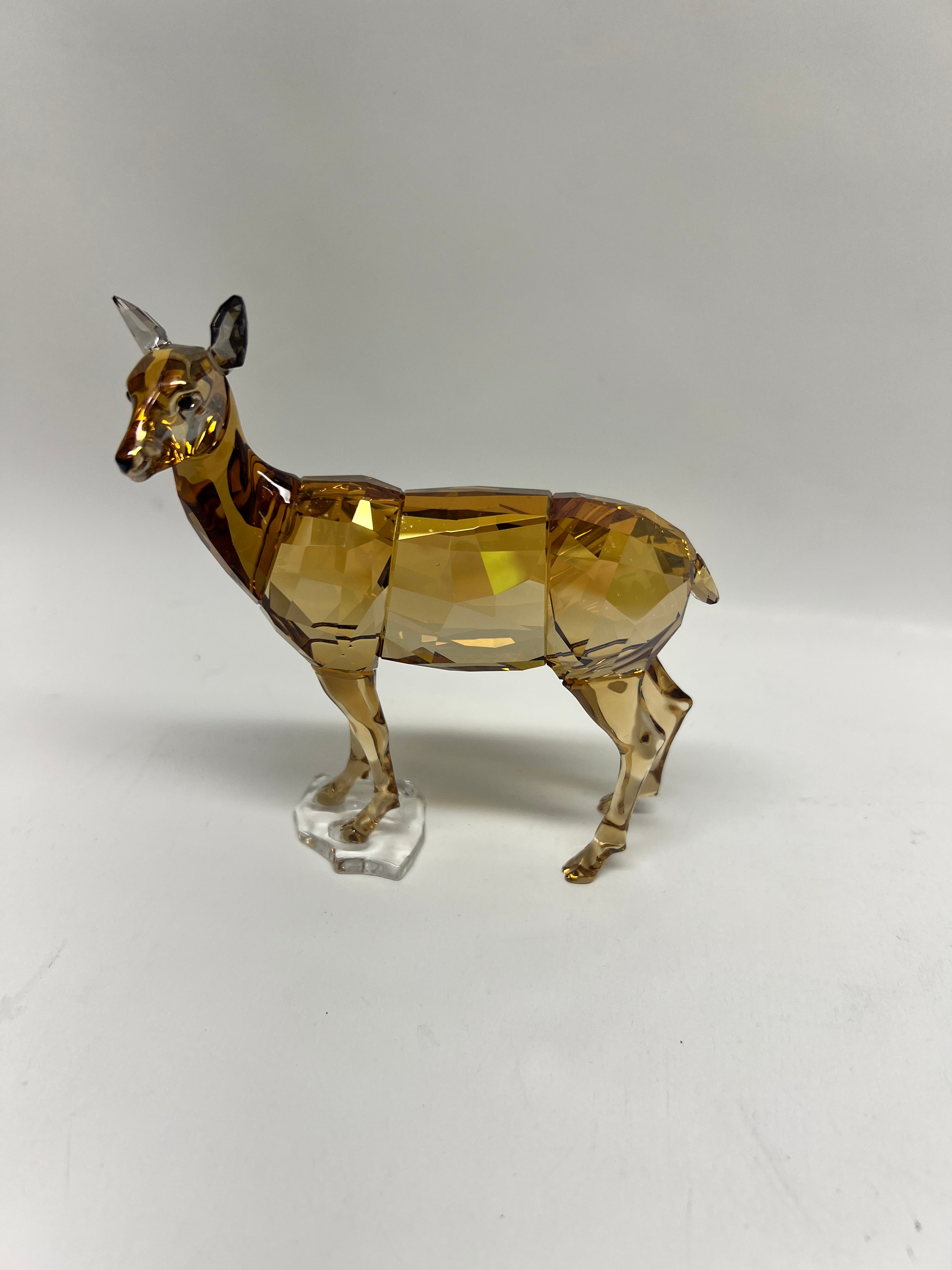 Swarovski Crystal Doe Figurine - Golden Shadow Faceted Glass