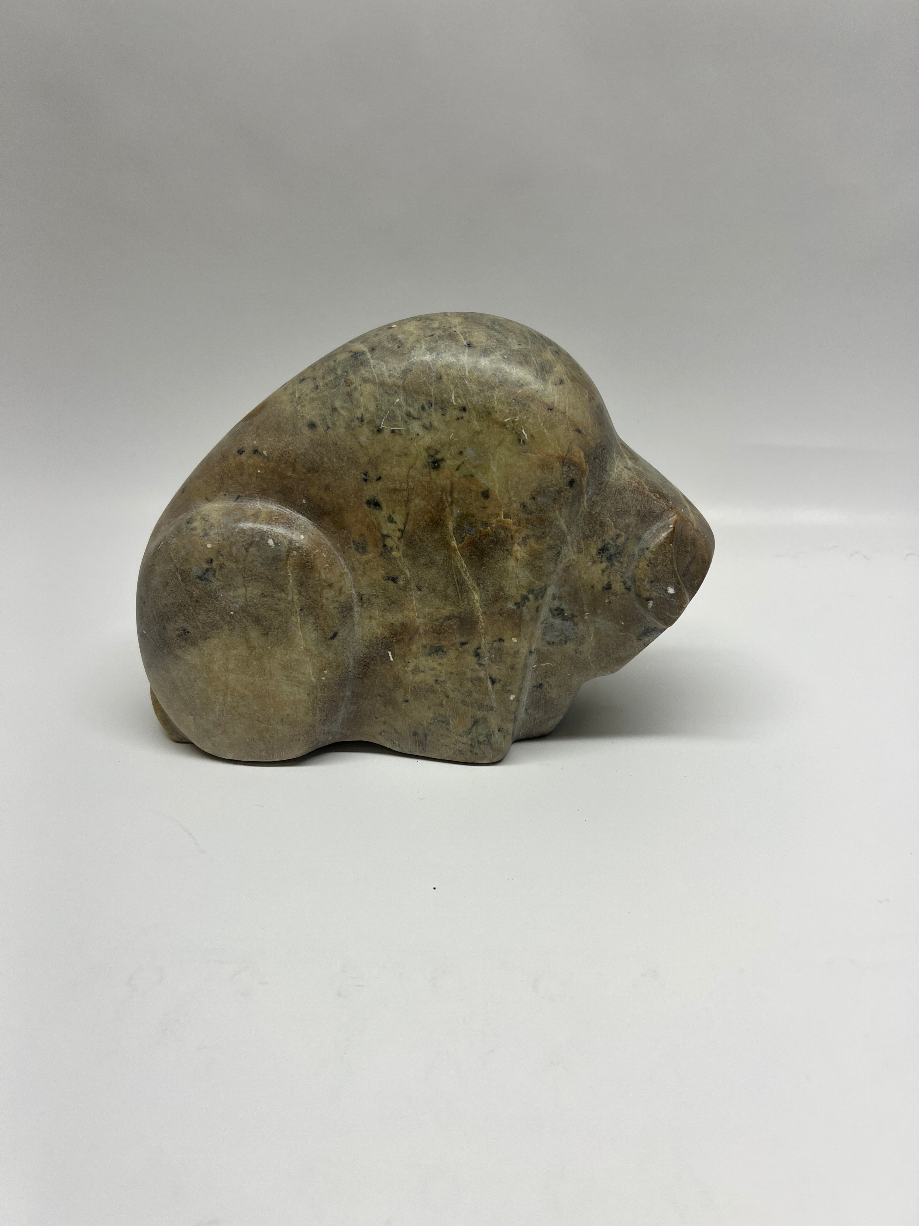 Inuit Hand Carved Soapstone Muskox Sculpture - Canadian Arctic Art
