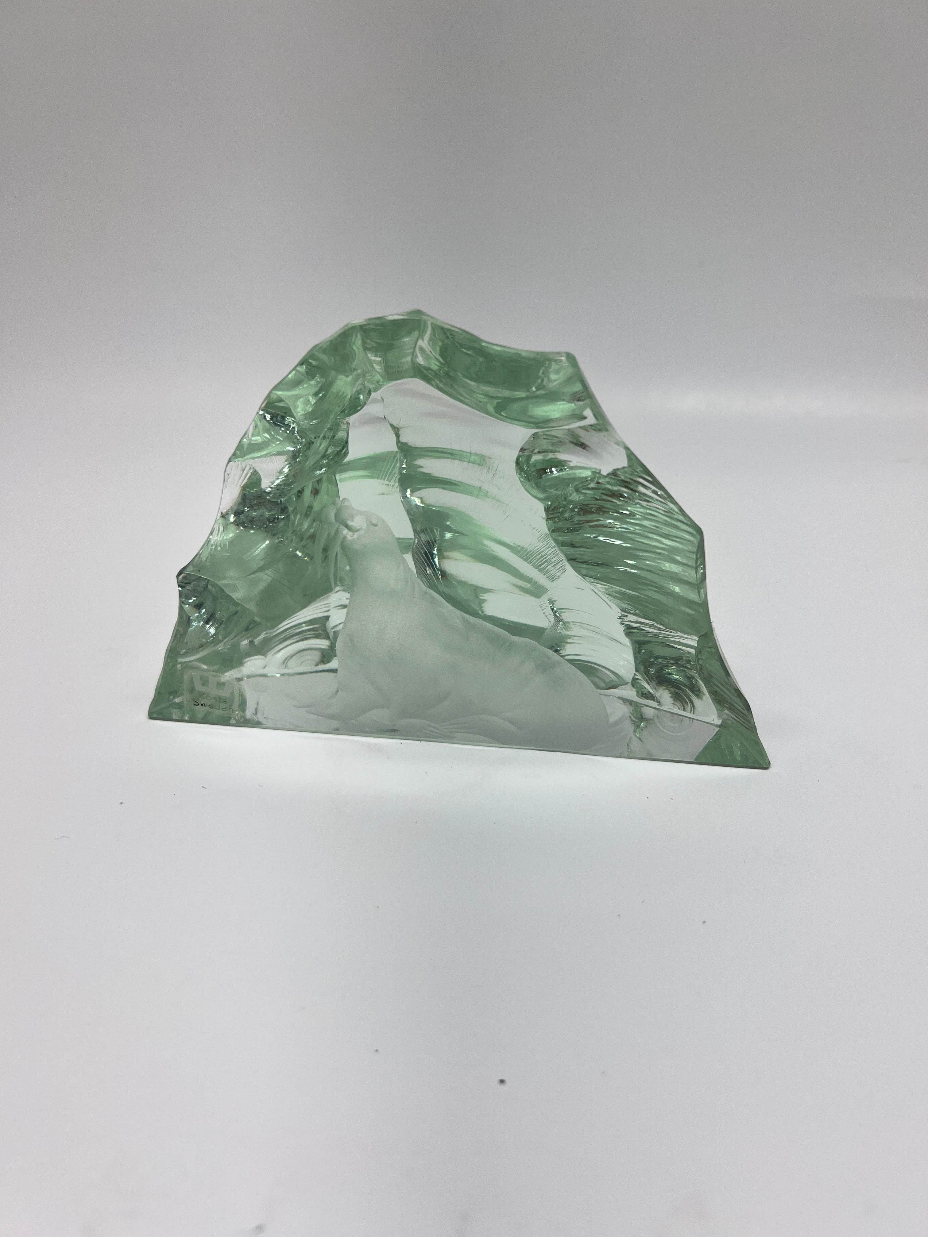 Kosta Sweden Art Glass Walrus Iceberg Sculpture