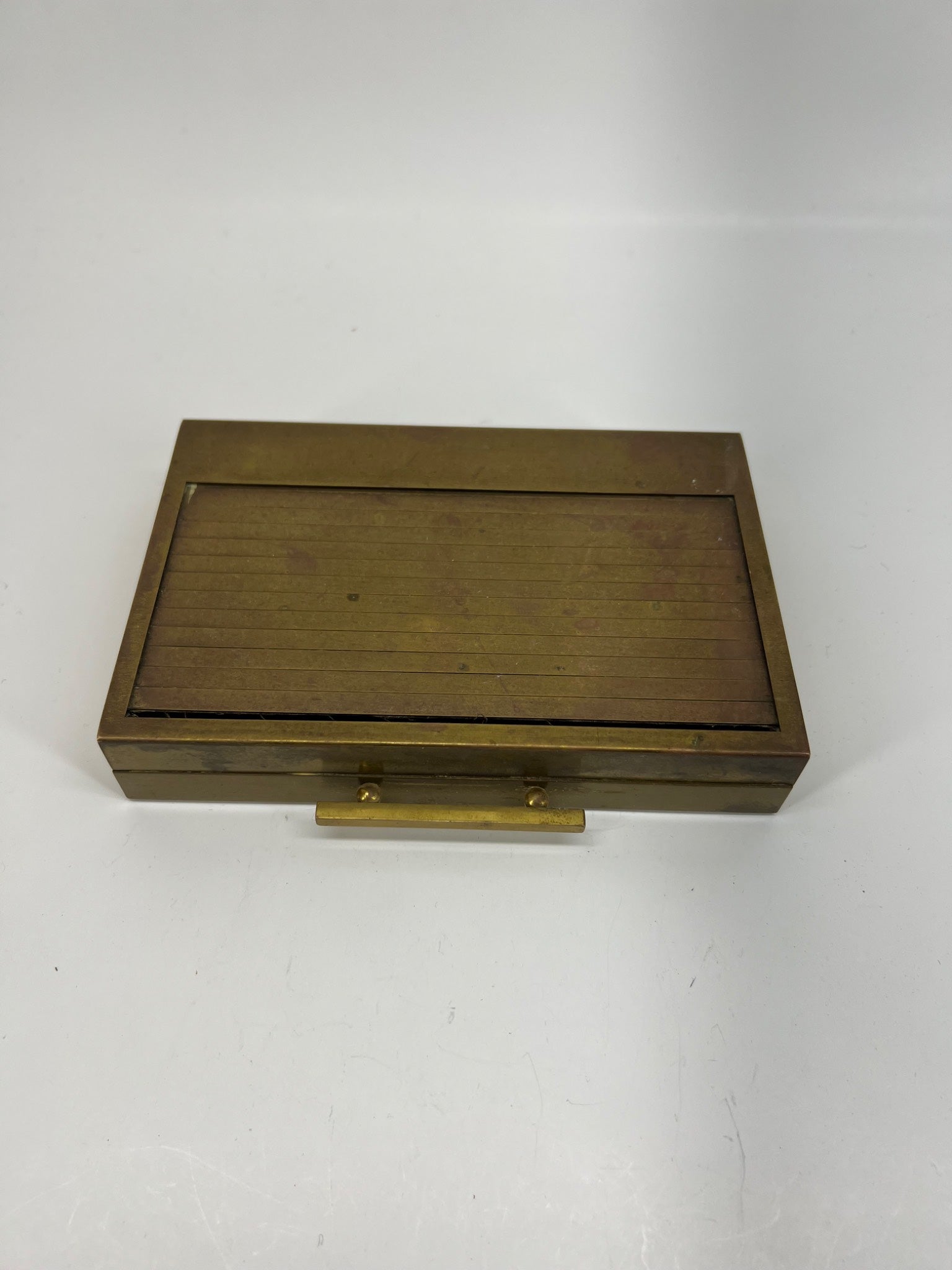 Vintage Park Sherman like Sliding tiered brass tabletop cigarette case