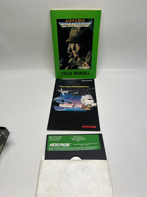 Airborne Rangers field manual with green cover and Micro Prose branding on a white background