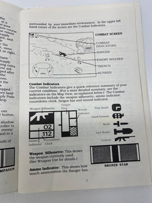 Page from a manual or book with text and diagrams on combat indicators and screens.