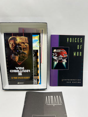 Collection of 'Wing Commander III' and 'Voices of War' books on a white background