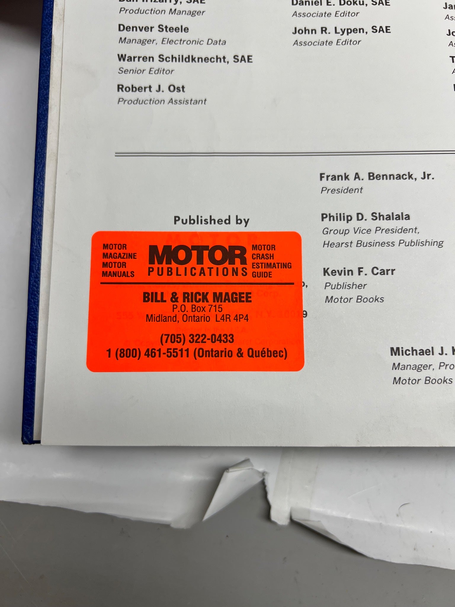 1986-1987 Motor Domestic Component Locator Manual Made In Canada