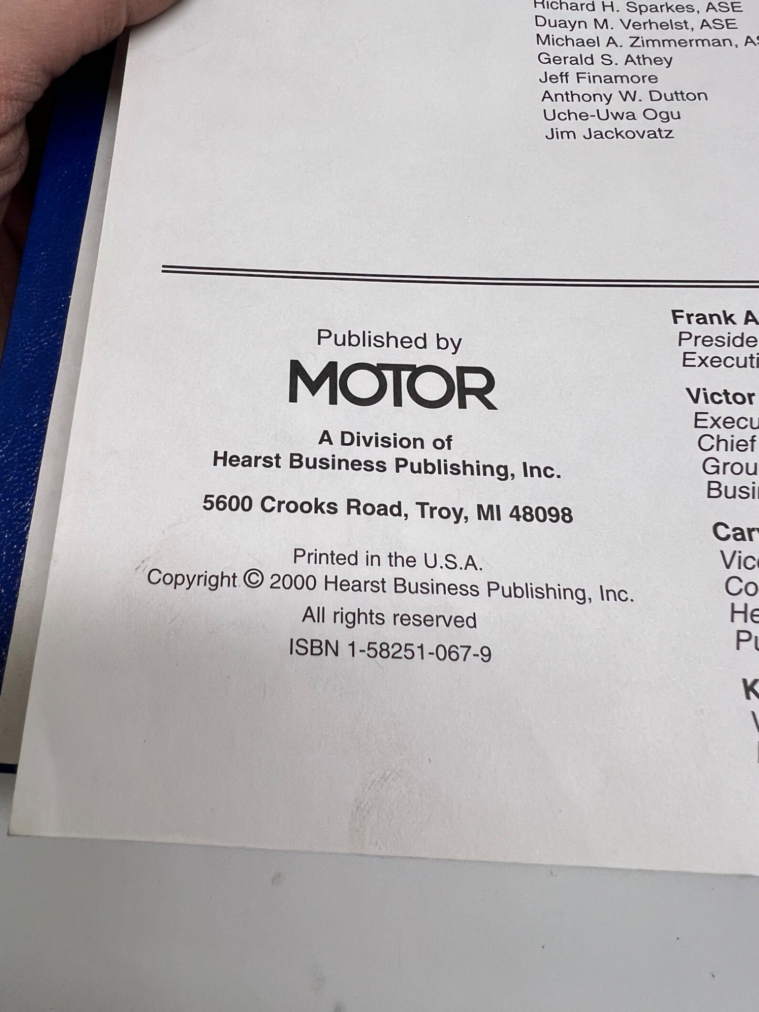 2000 Motor Domestic Engine Performance & Driveability Manual