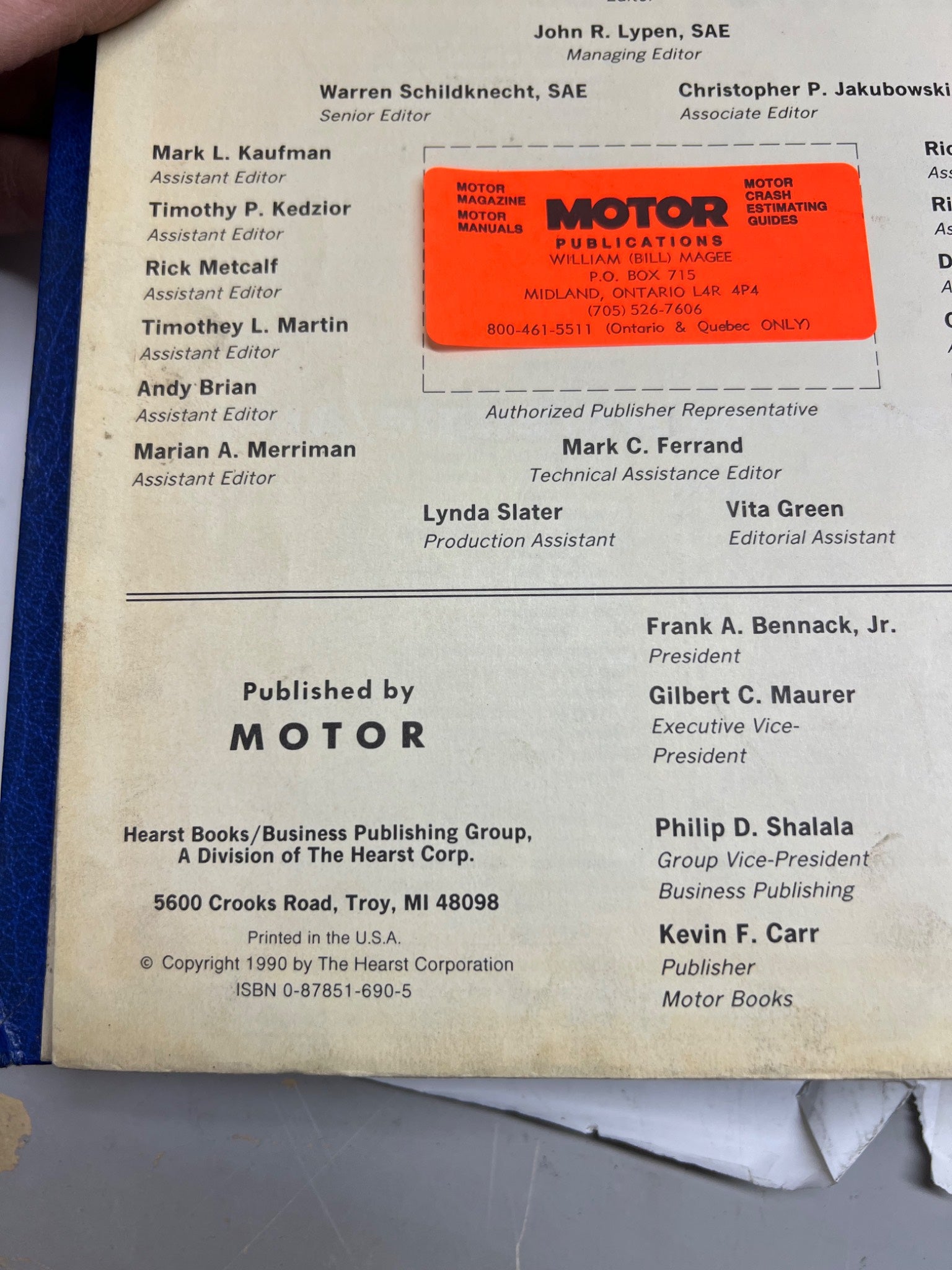 1991 Motor Auto Repair Manual, USA