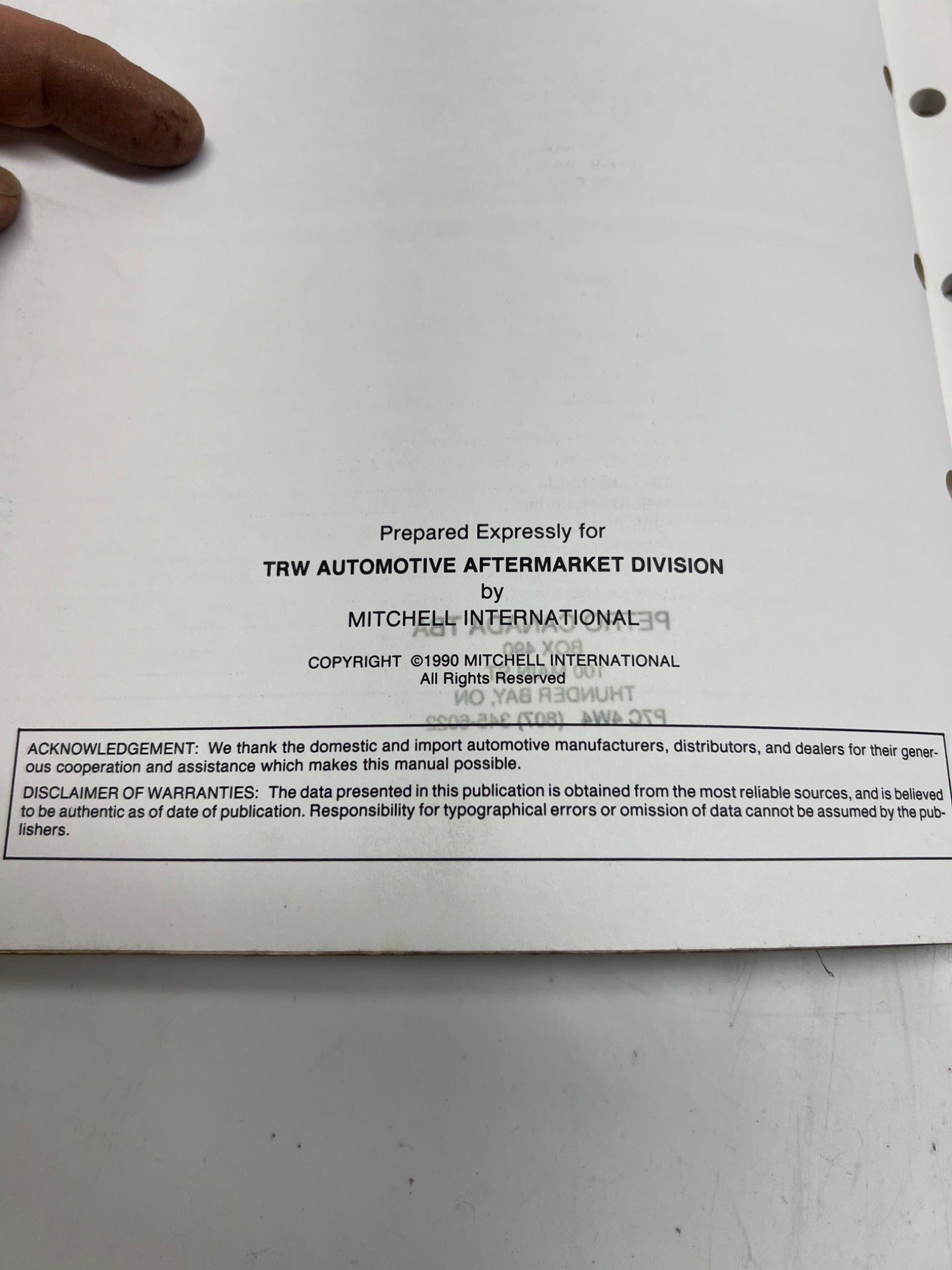 1987 TRW Constant Velocity Service Manual