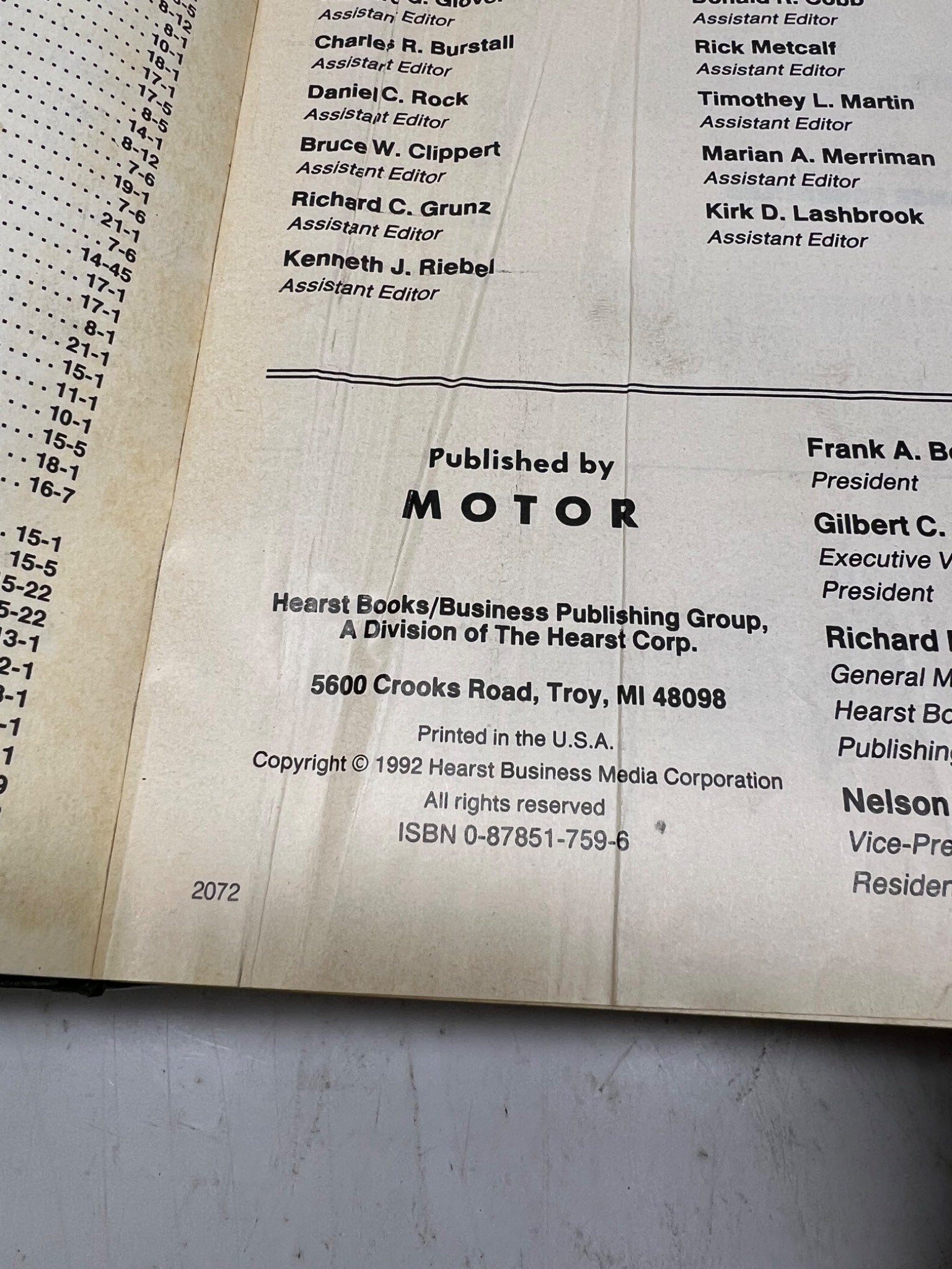 1992 Motor Light Truck Repair Manual