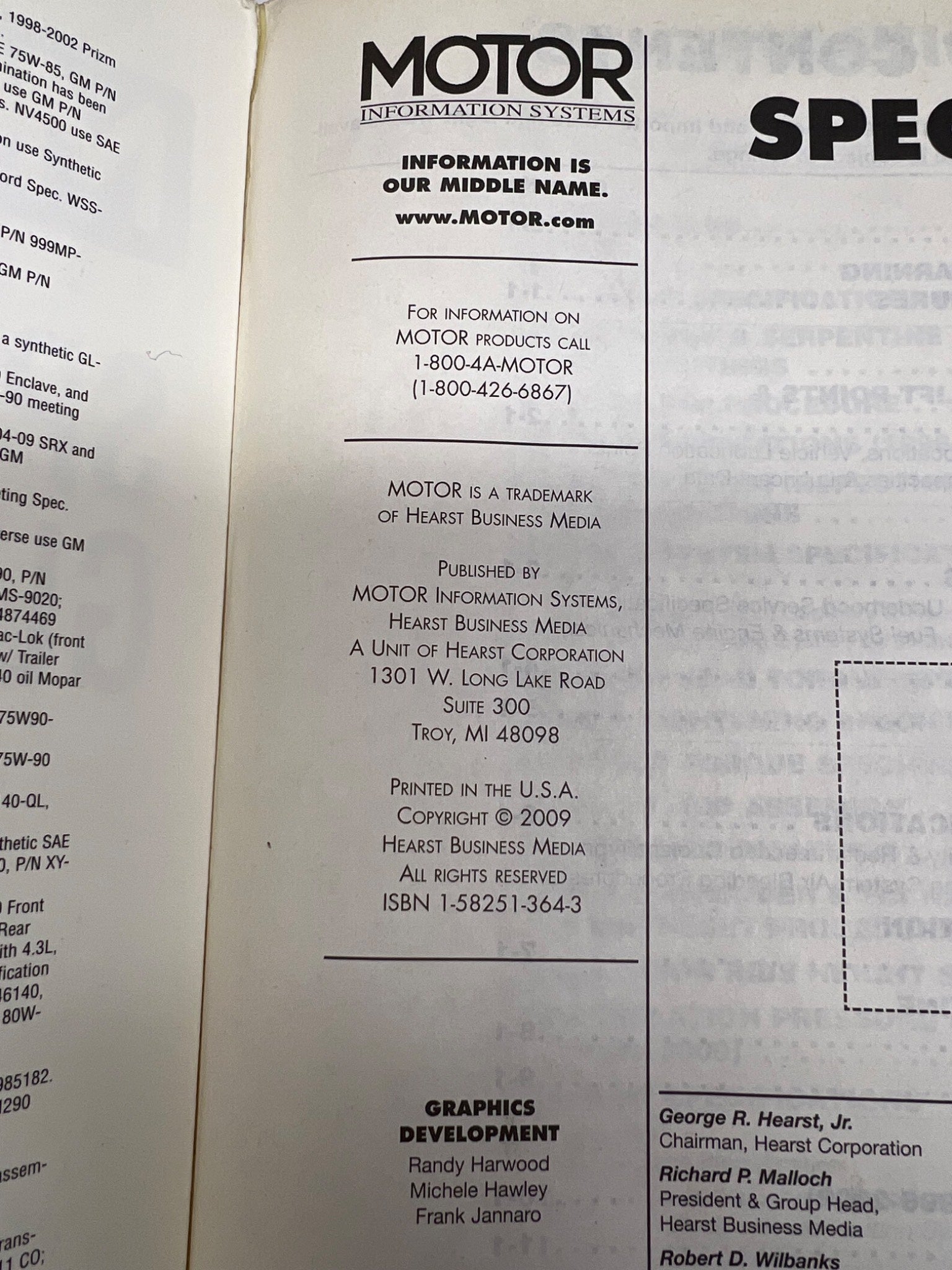 1998-2009 Motor Specification Guide