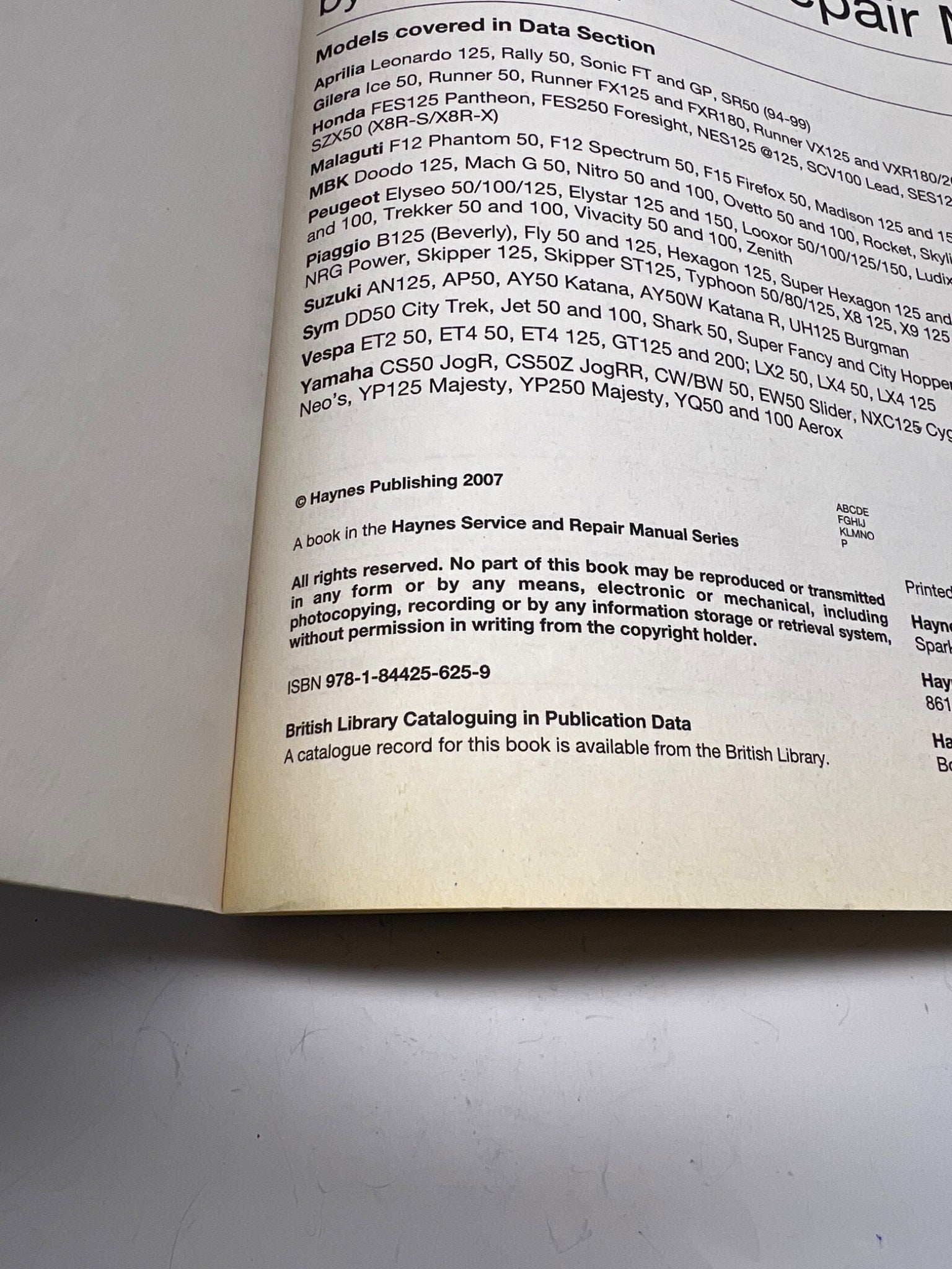 Haynes Scooters 50 To 250cc Repair Manual