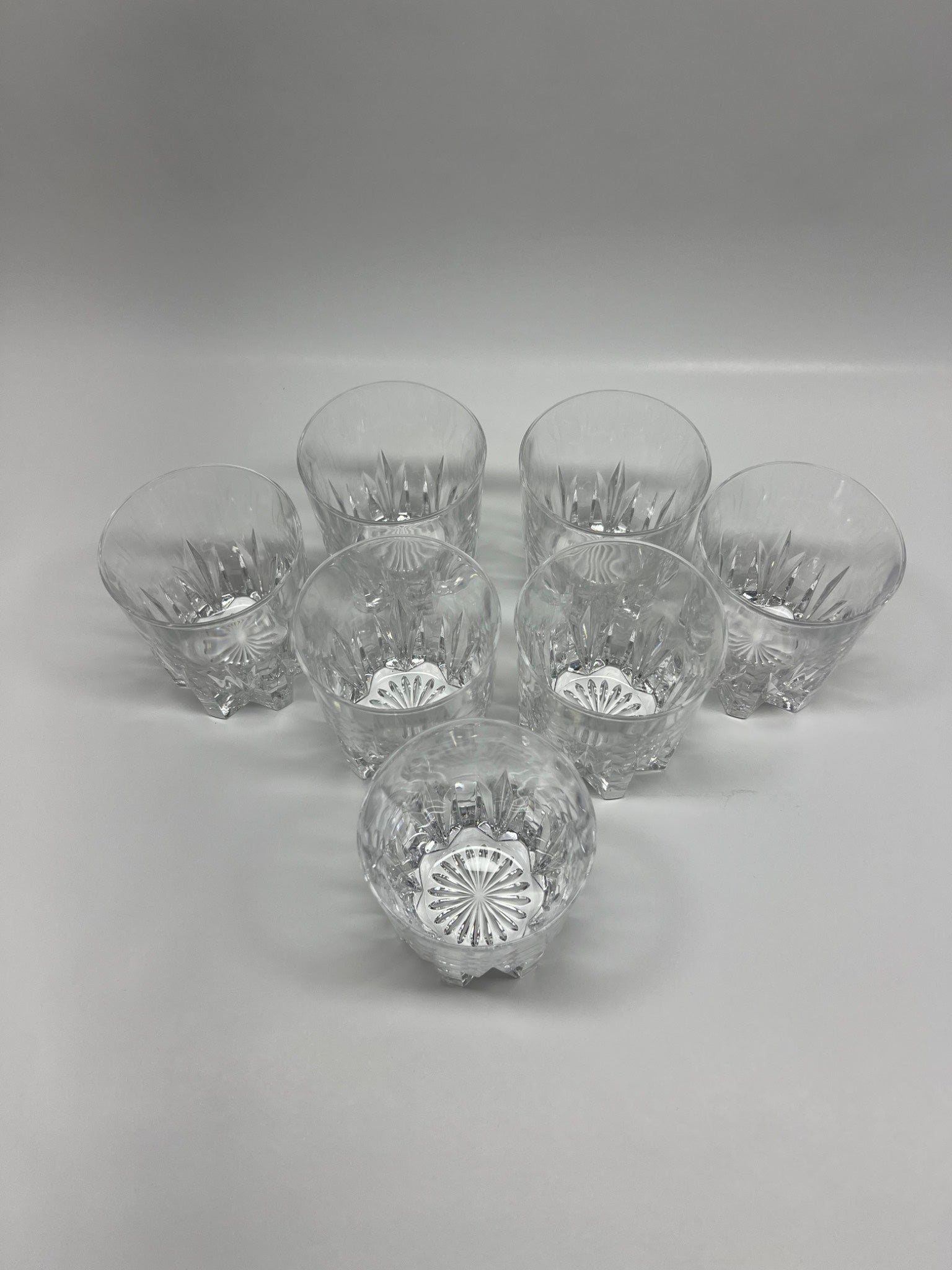 Set of 6 Vintage Cut Crystal Double Old Fashioned Whiskey Glasses