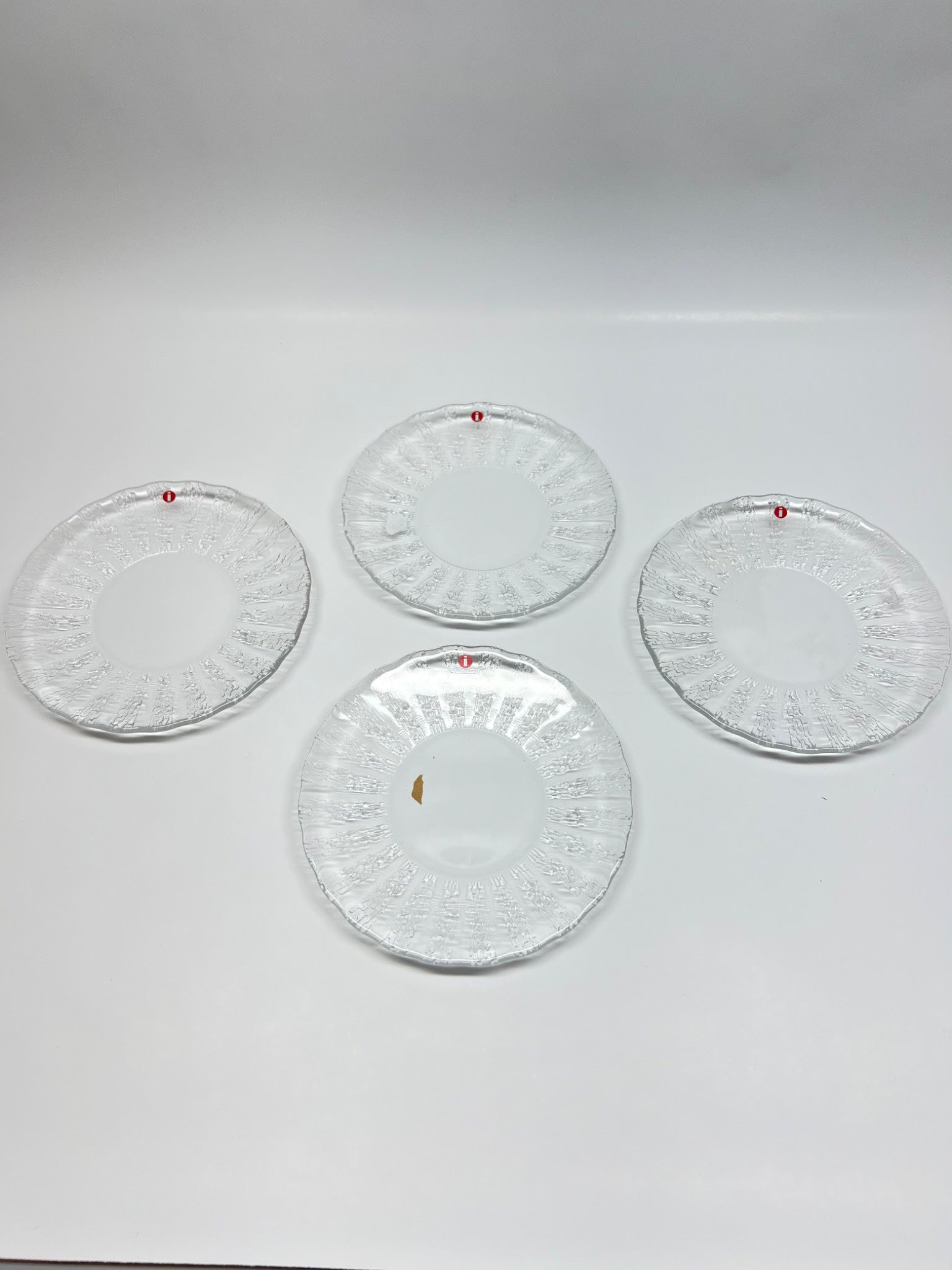 Set of 4 Authentic Iittala 6" Textured Glass Plates – Made in Finland