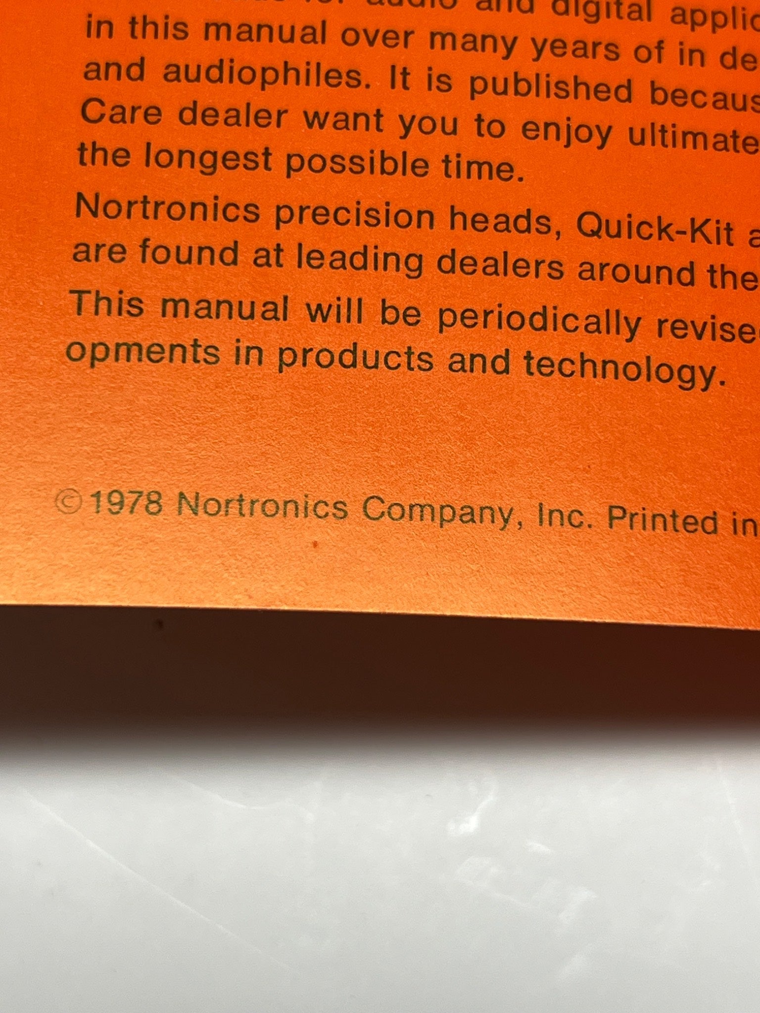 1978 Nortronics Recorder Care Manual