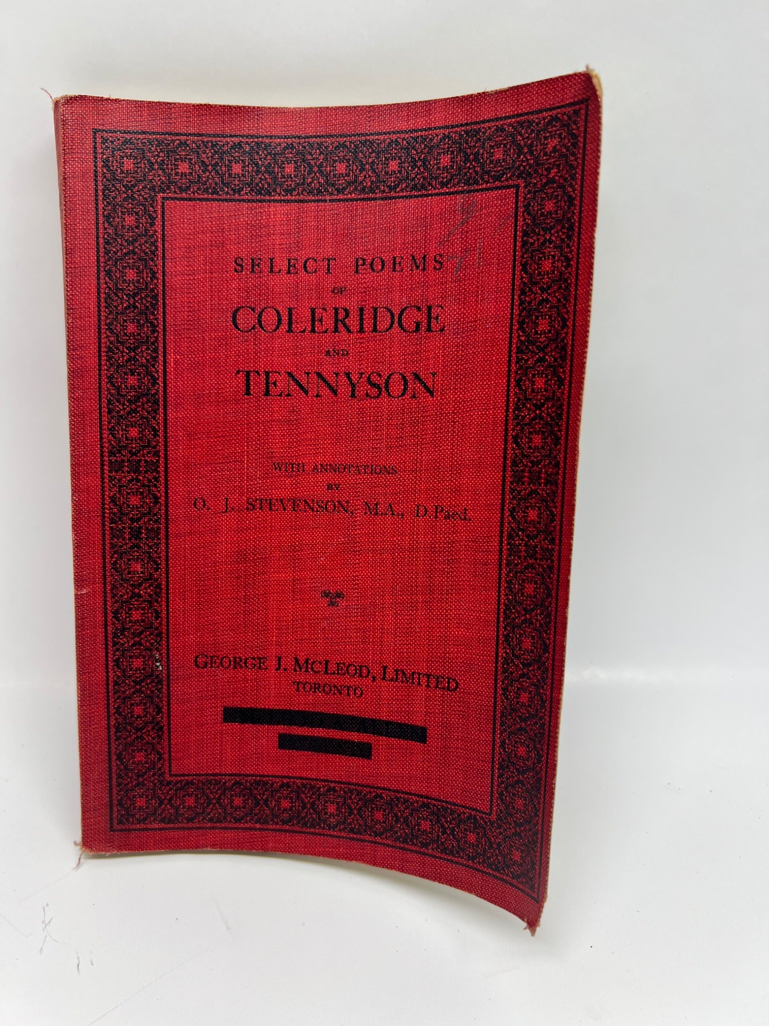 Red book cover with black text and decorative elements on a white background