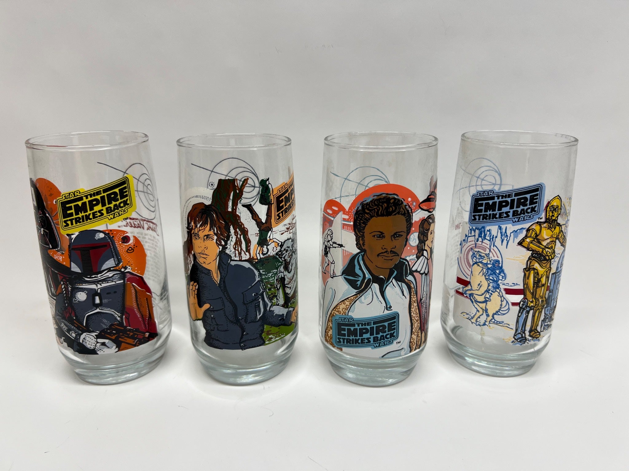 Vintage 1980 Star Wars Empire Strikes Back Glass Set - Complete Set of 4