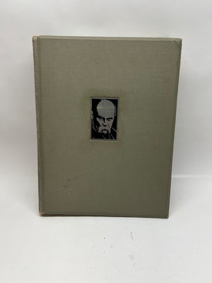 Book with a portrait on the cover against a white background