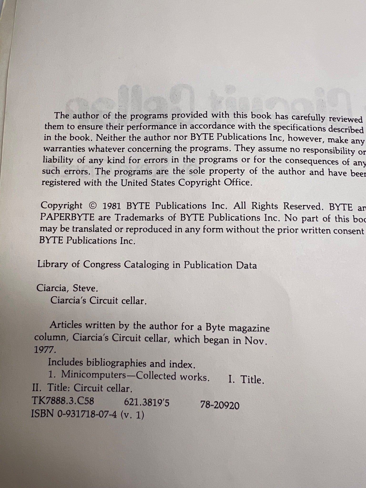 Ciarcia’s Circuit Cellar Volume II - Steve Ciarcia - Byte Books