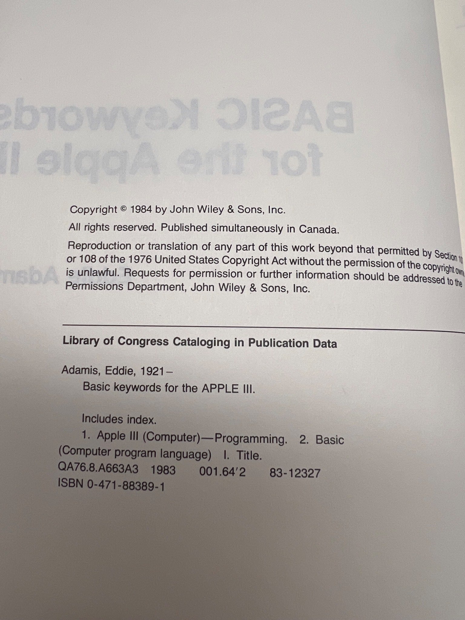 Basic Keywords for the Apple III
