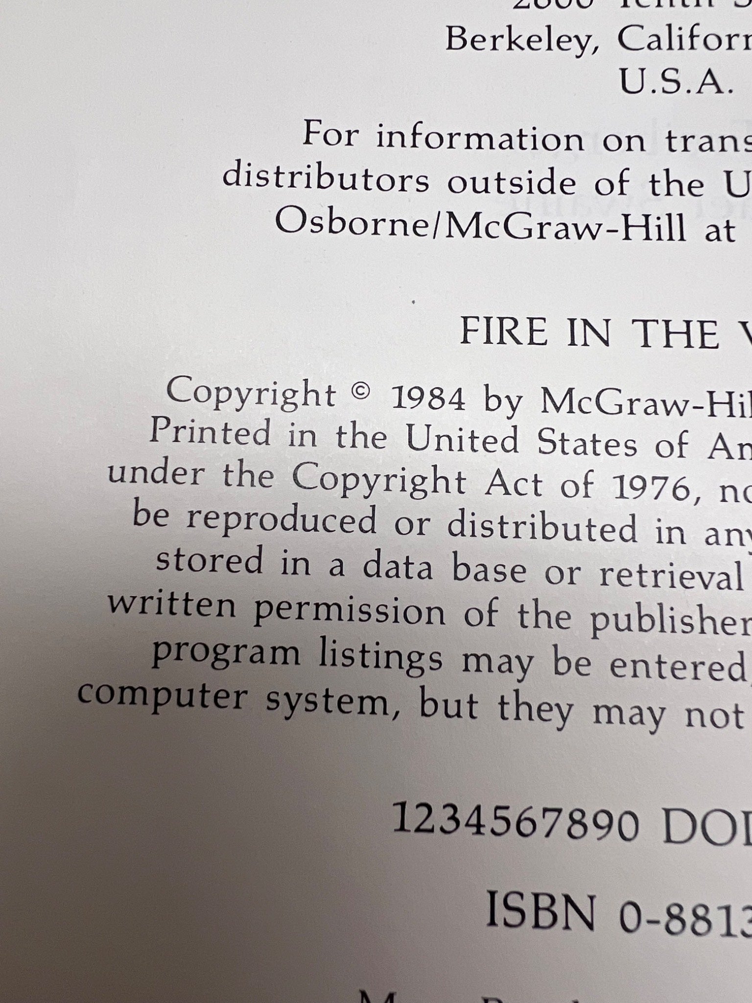 Fire in the Valley 1984 Book