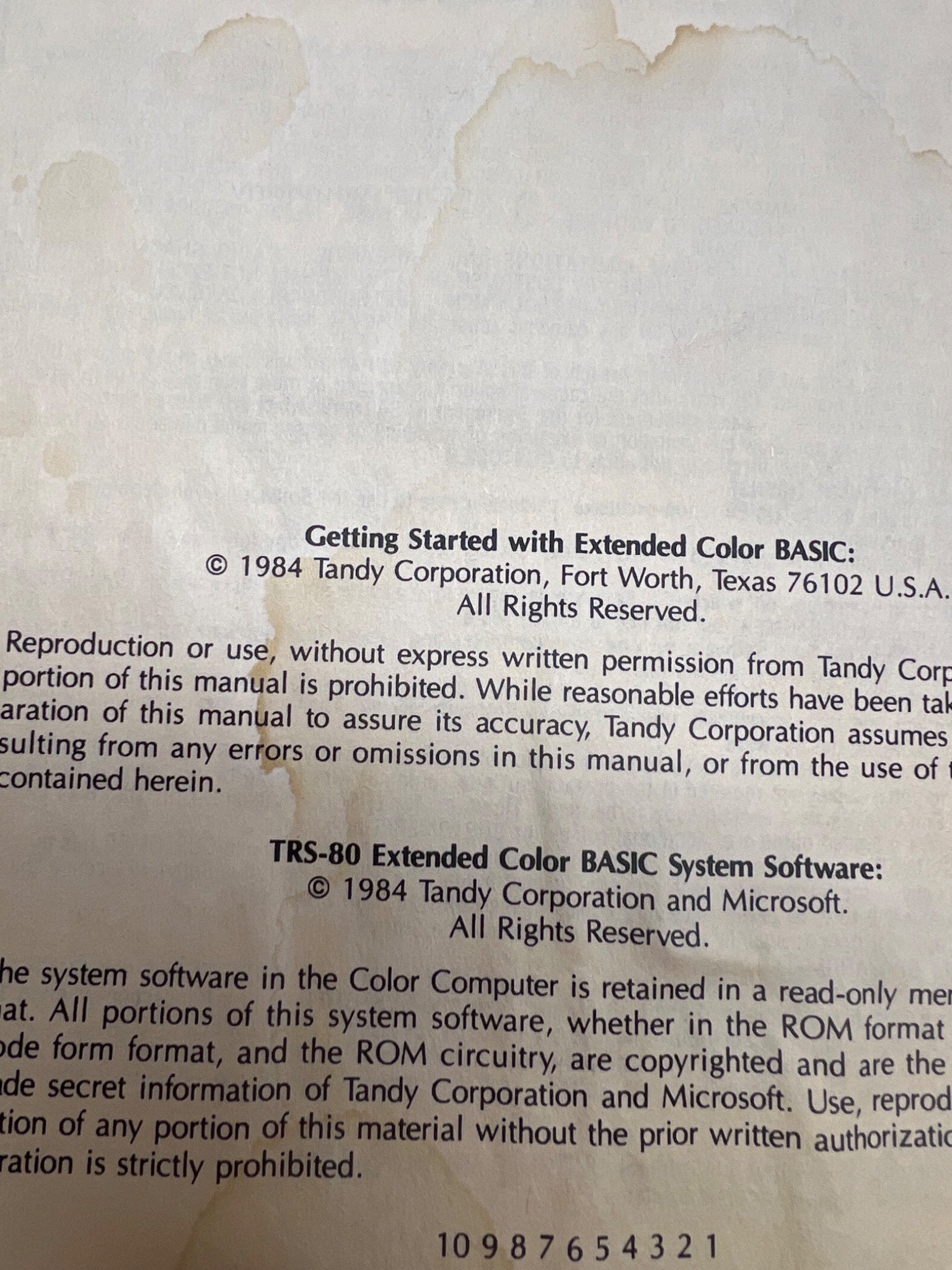 Radio Shack Extended Color BASIC Manual