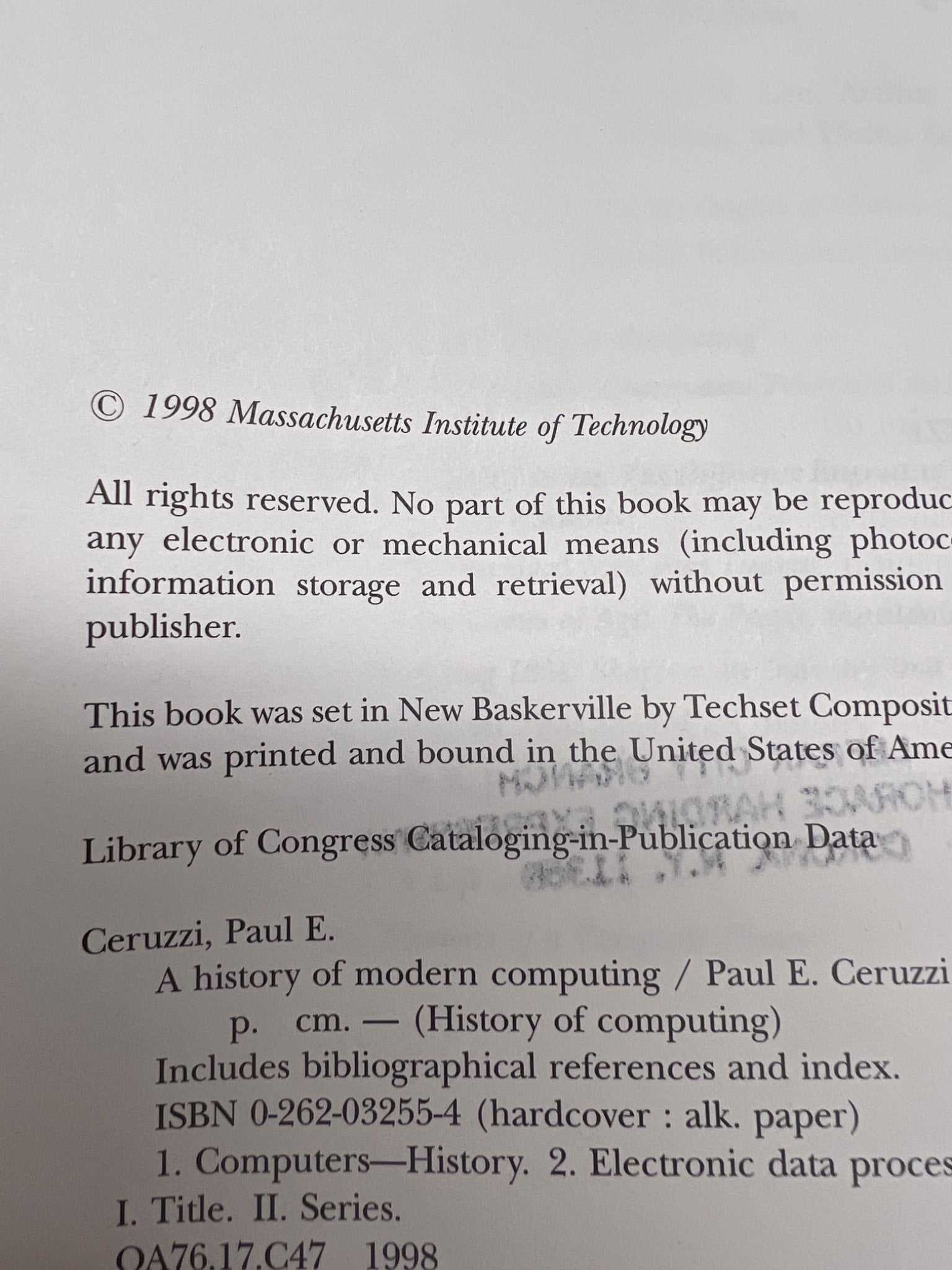 A History of Modern Computing Hardcover