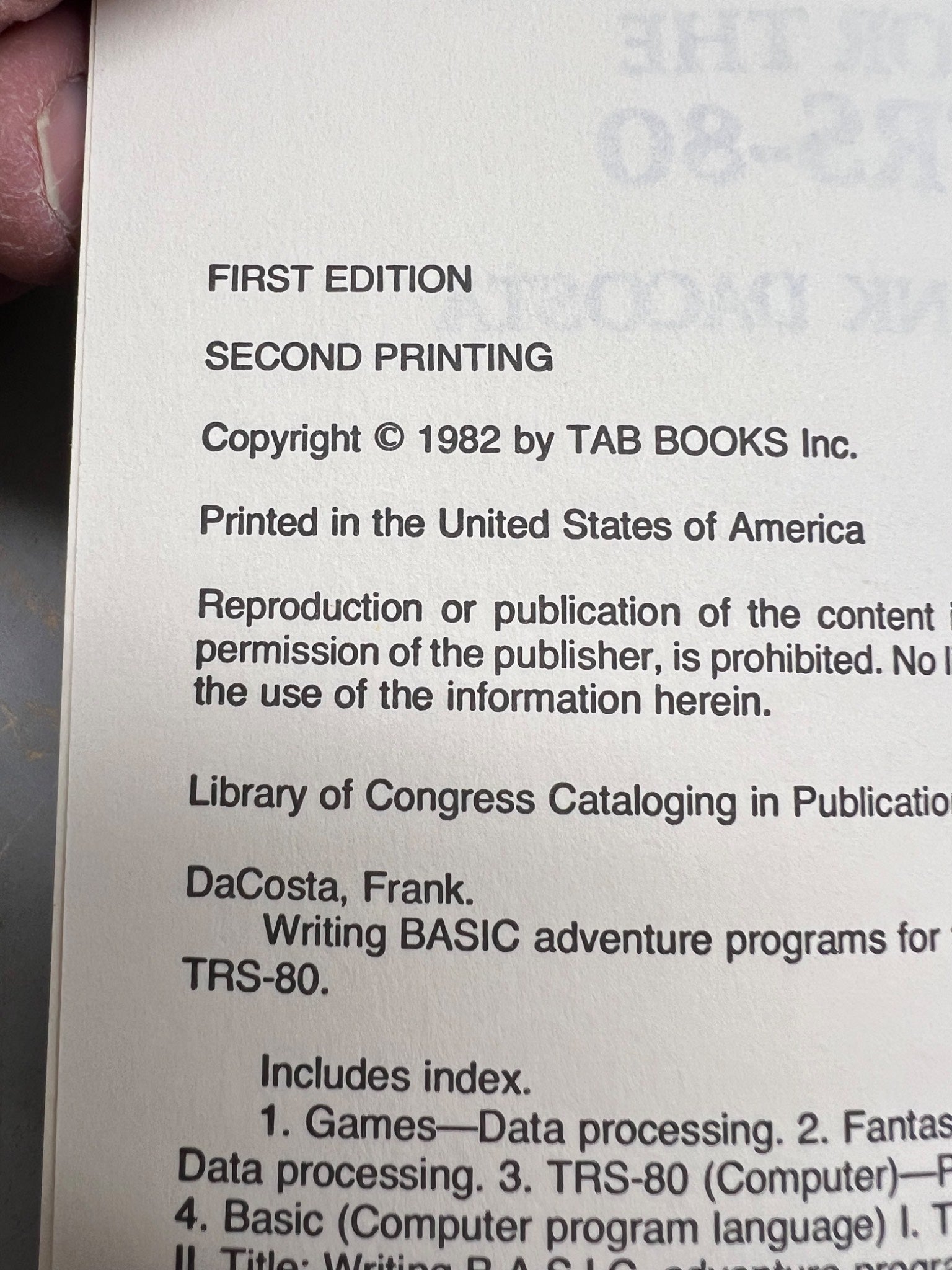 Writing BASIC Adventure Programs for the TRS-80 - 1982 HC