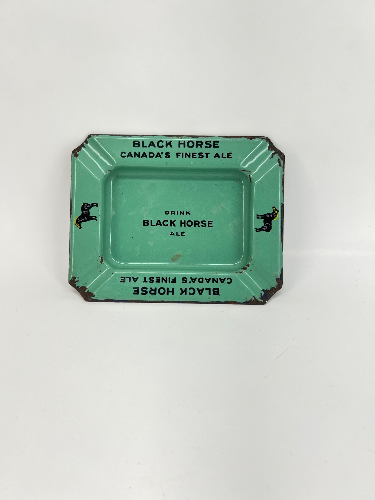 1950s Black Horse Ale Metal Ashtray