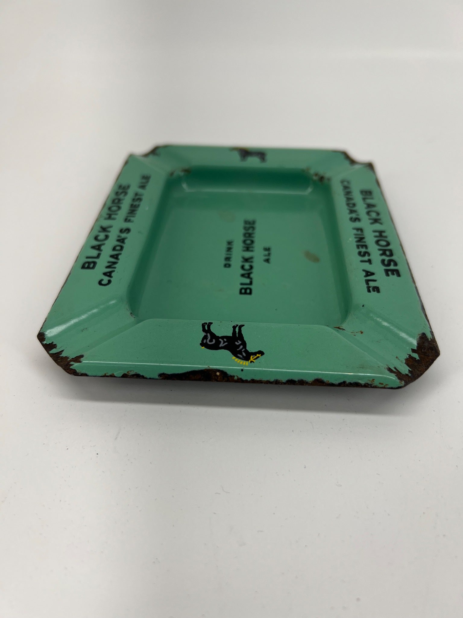 1950s Black Horse Ale Metal Ashtray