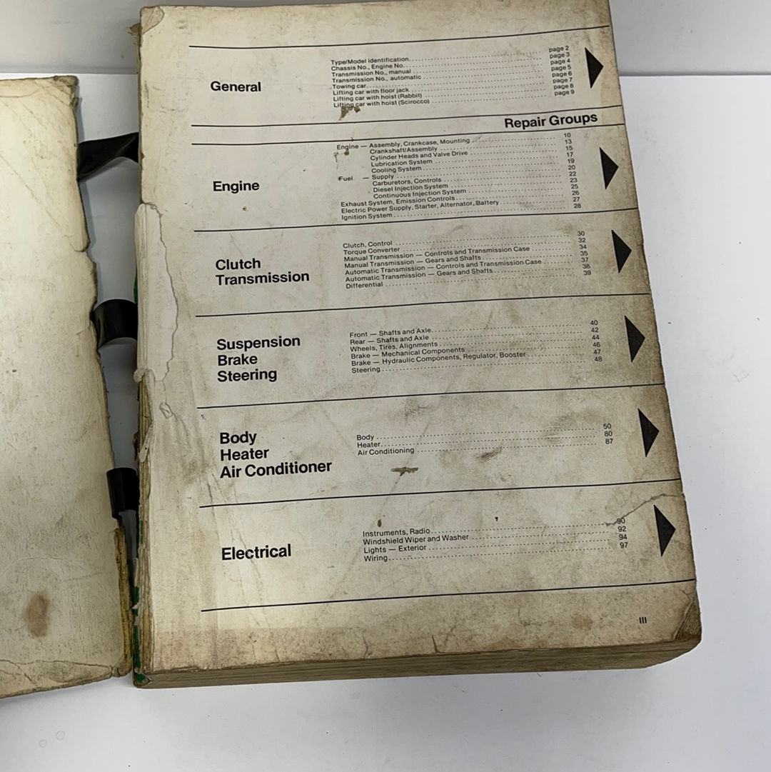 Volkswagen 1975 to 1978 repair manual type 17 rabbit type 53 scirocco