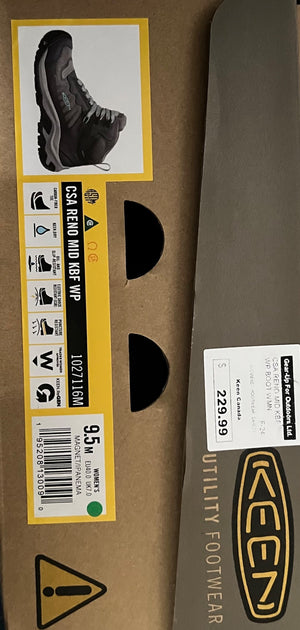 Keeon utility footwear box with a boot image and label on a brown background