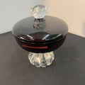 Vintage Amethyst Deep Purple Glass Candy Dish with Clear Swirl Finial -