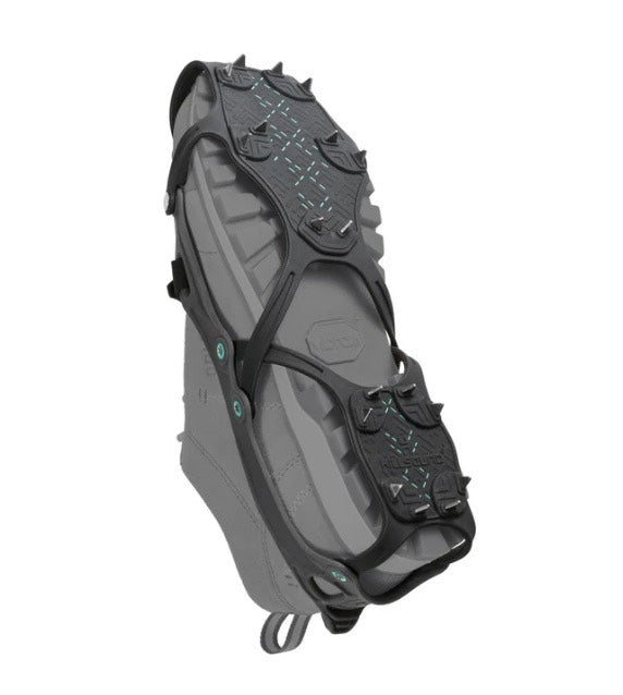 Gray and black snowshoe on a white background