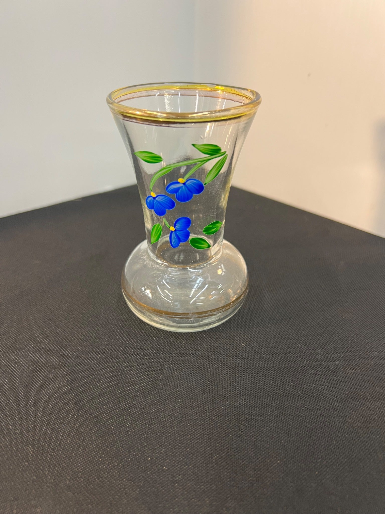 Hand-Painted Glass Vase With Floral Design