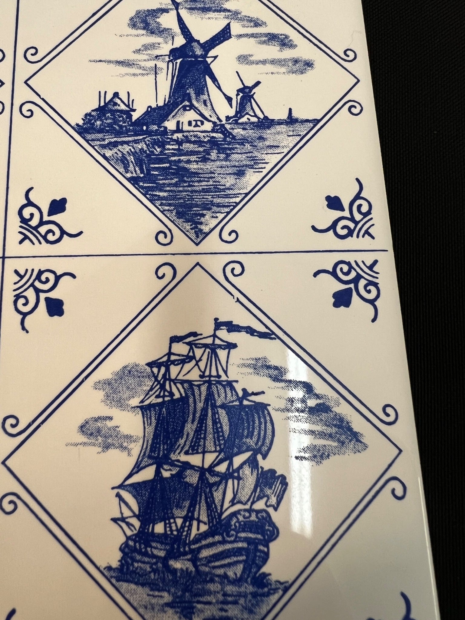 Mettlach Ceramic Tile with Blue Decor