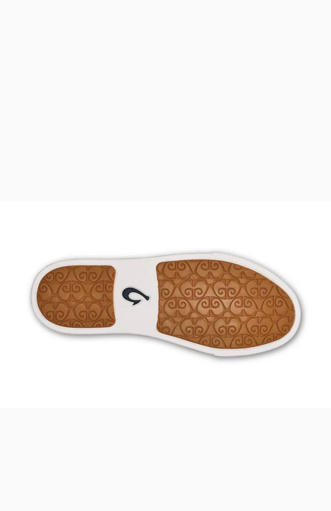 White shoe sole with brown pattern on a white background