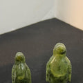 Green Jade Stone Penguin Sculptures Set