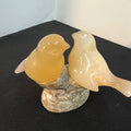 Carved Onyx Birds on Marble Base