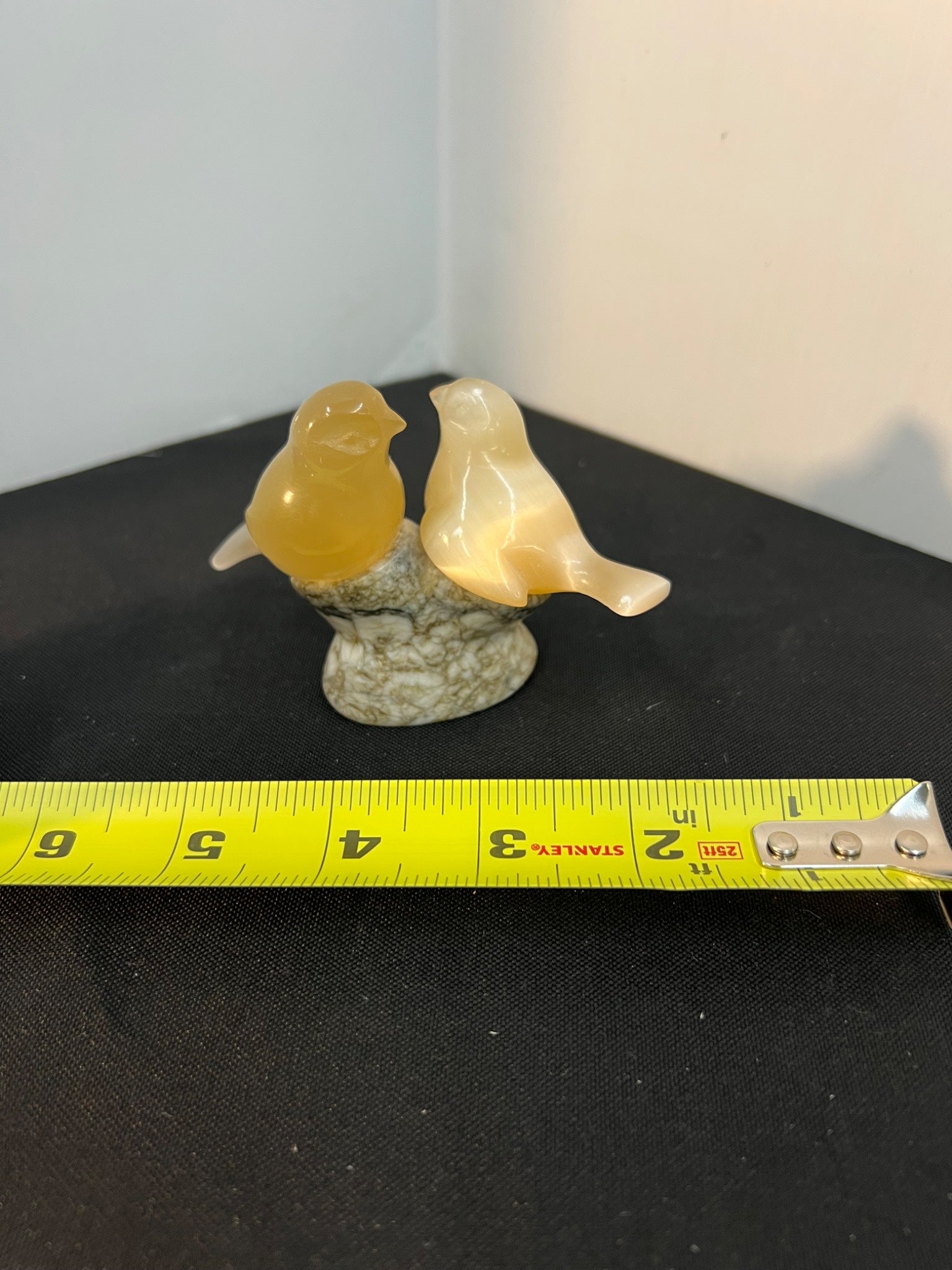 Carved Onyx Birds on Marble Base