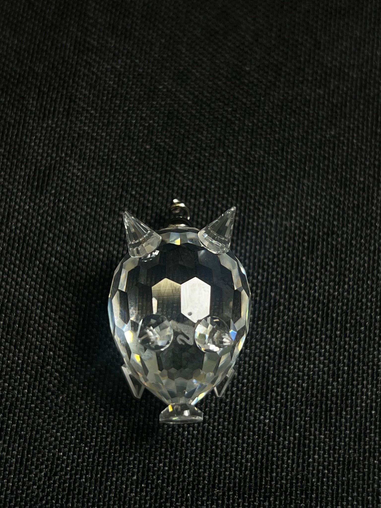 Crystal cat-shaped object on a black background