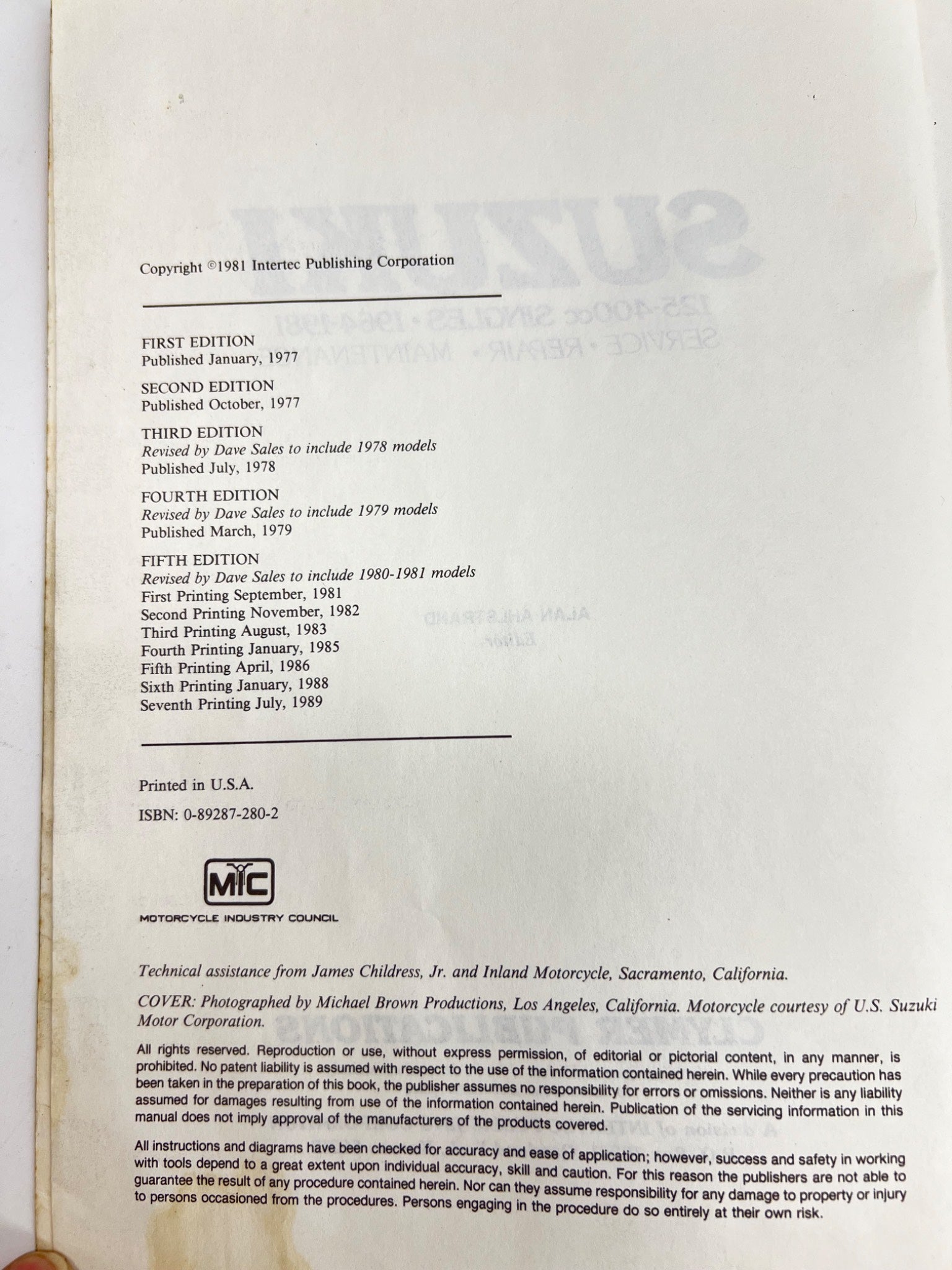 Clymer Suzuki 125-400cc Manual 1964-1981