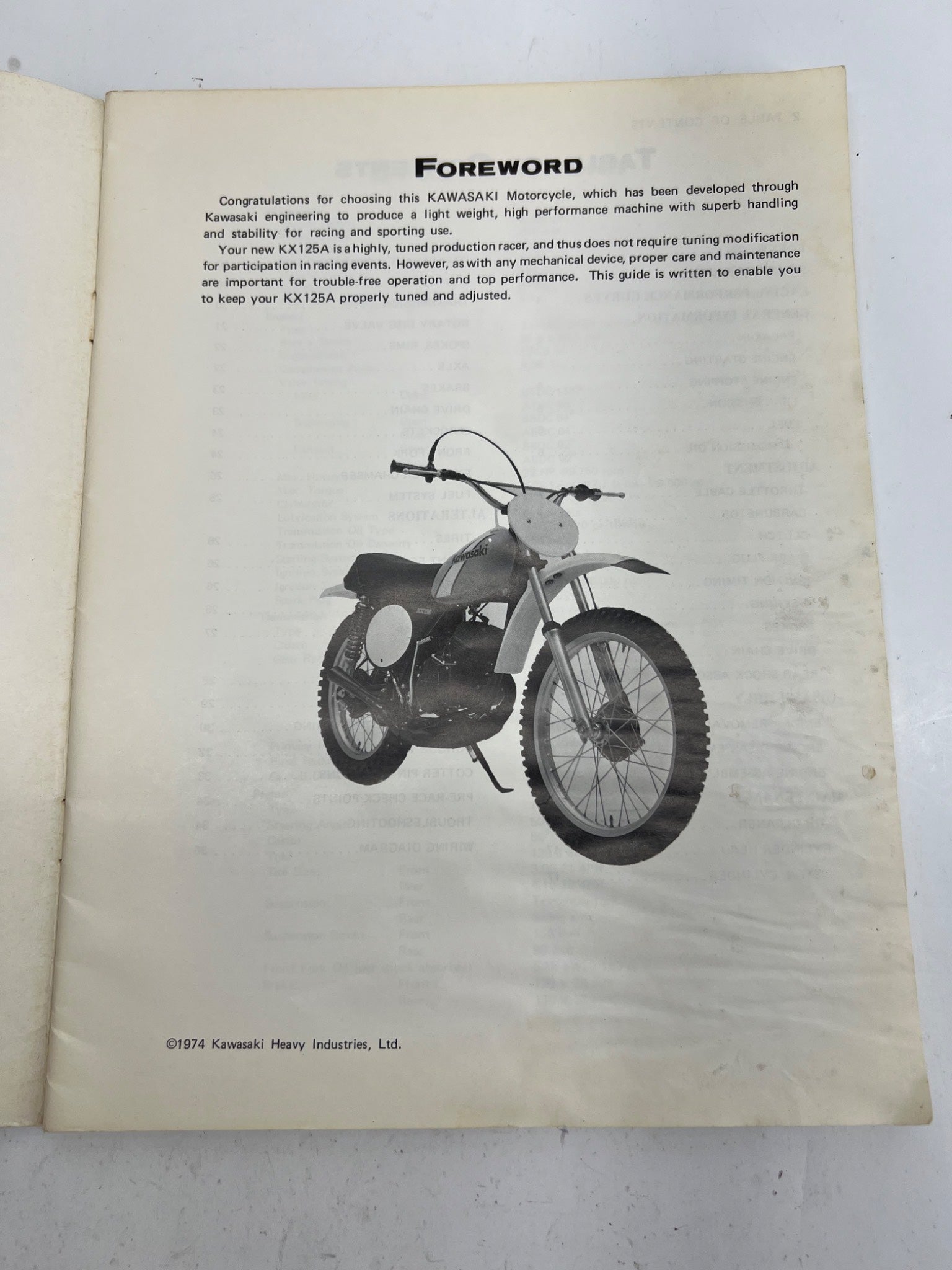 Kawasaki 1975 Kx125A Service Manual Shop Repair Owners Kx 125