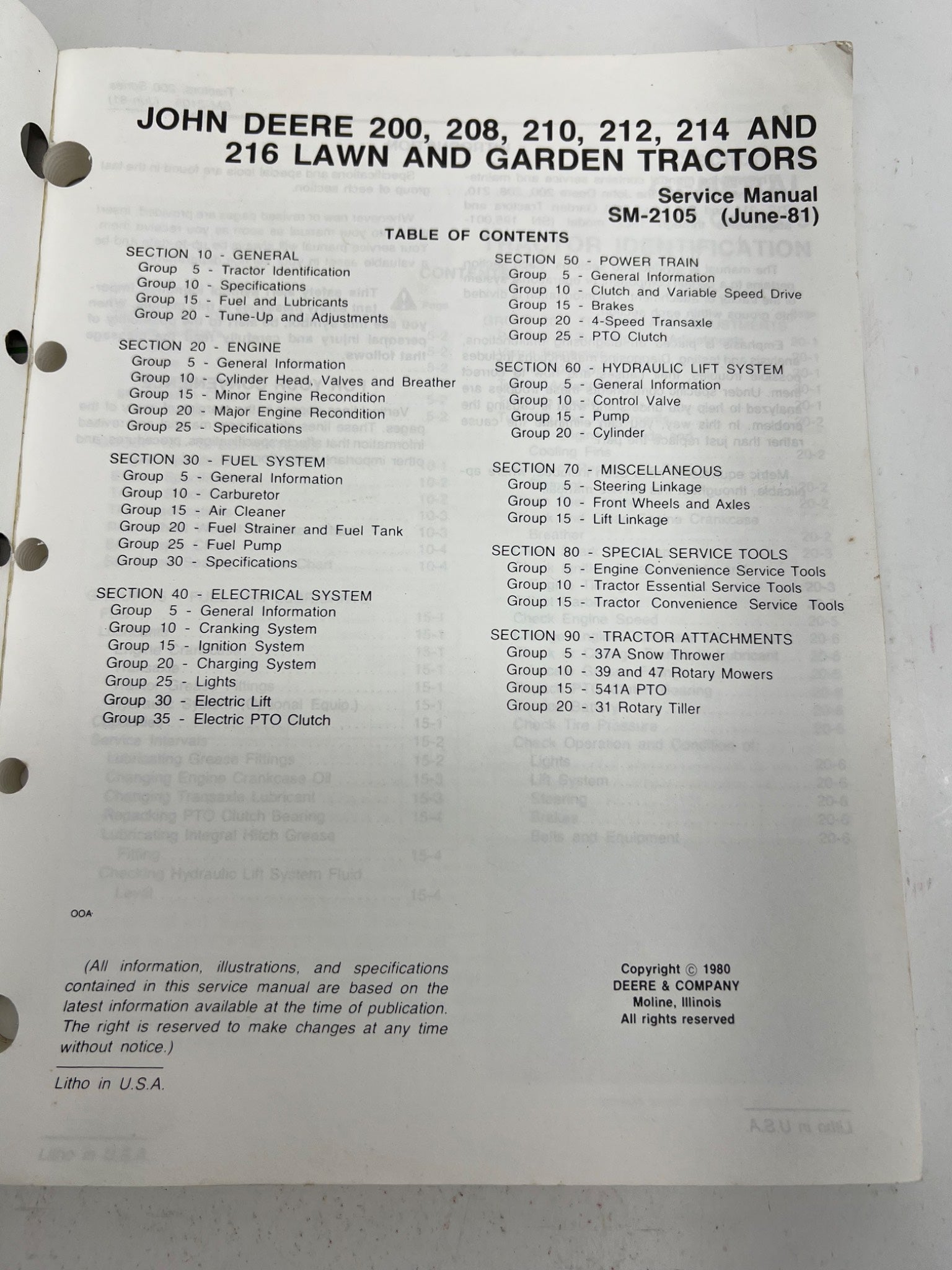 John Deere Service Manual for Lawn Tractors