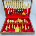 Northcraft, "Royal Gold" 83 piece Flatware Set in Wooden Case