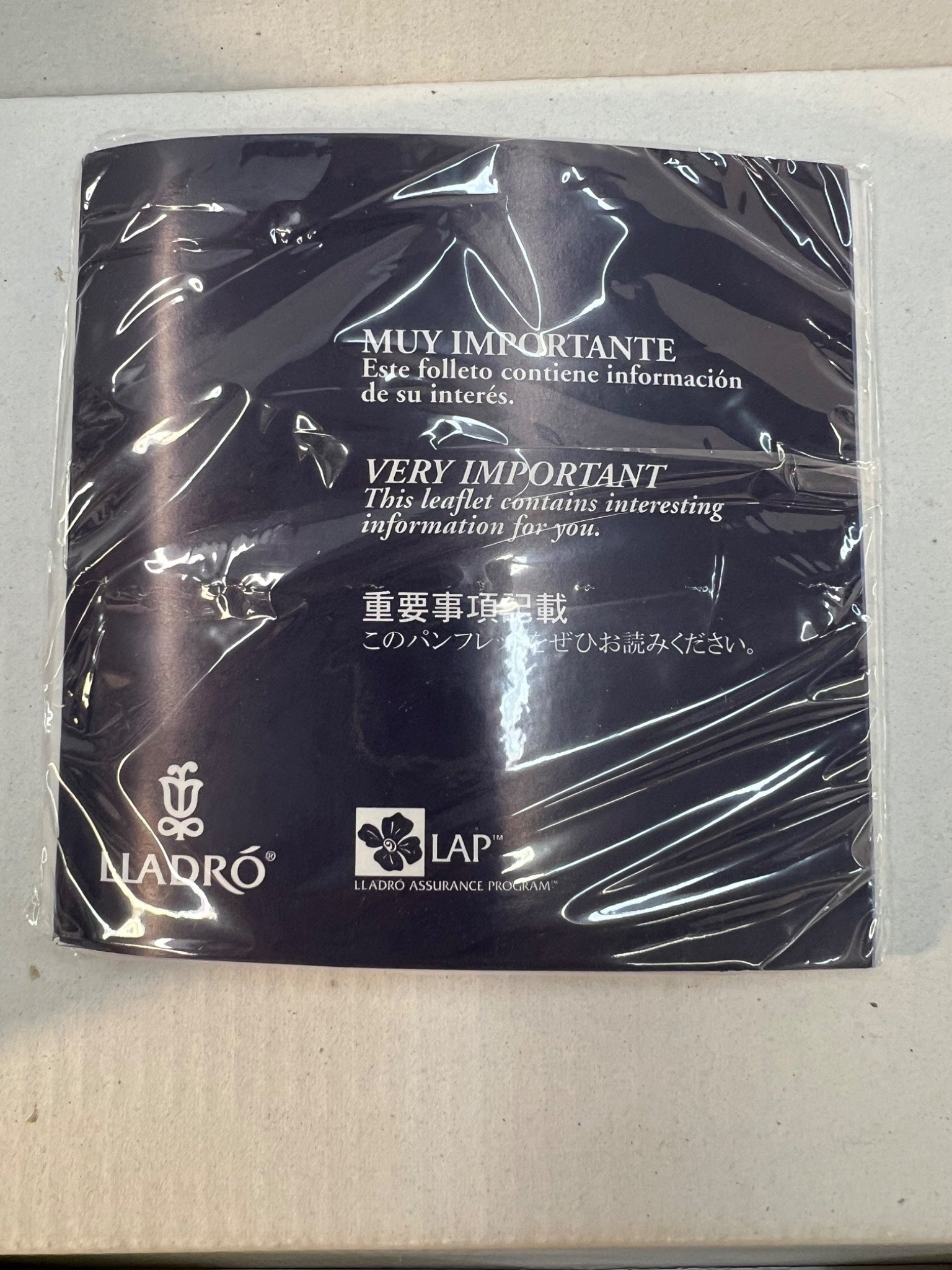 Ladro security leaflet wrapped in clear plastic on a white background