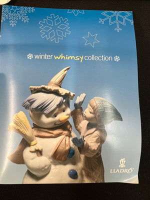 Cover of a book titled 'Winter Whimsy Collection' featuring a snowman and angel figurine, with Liadro branding.