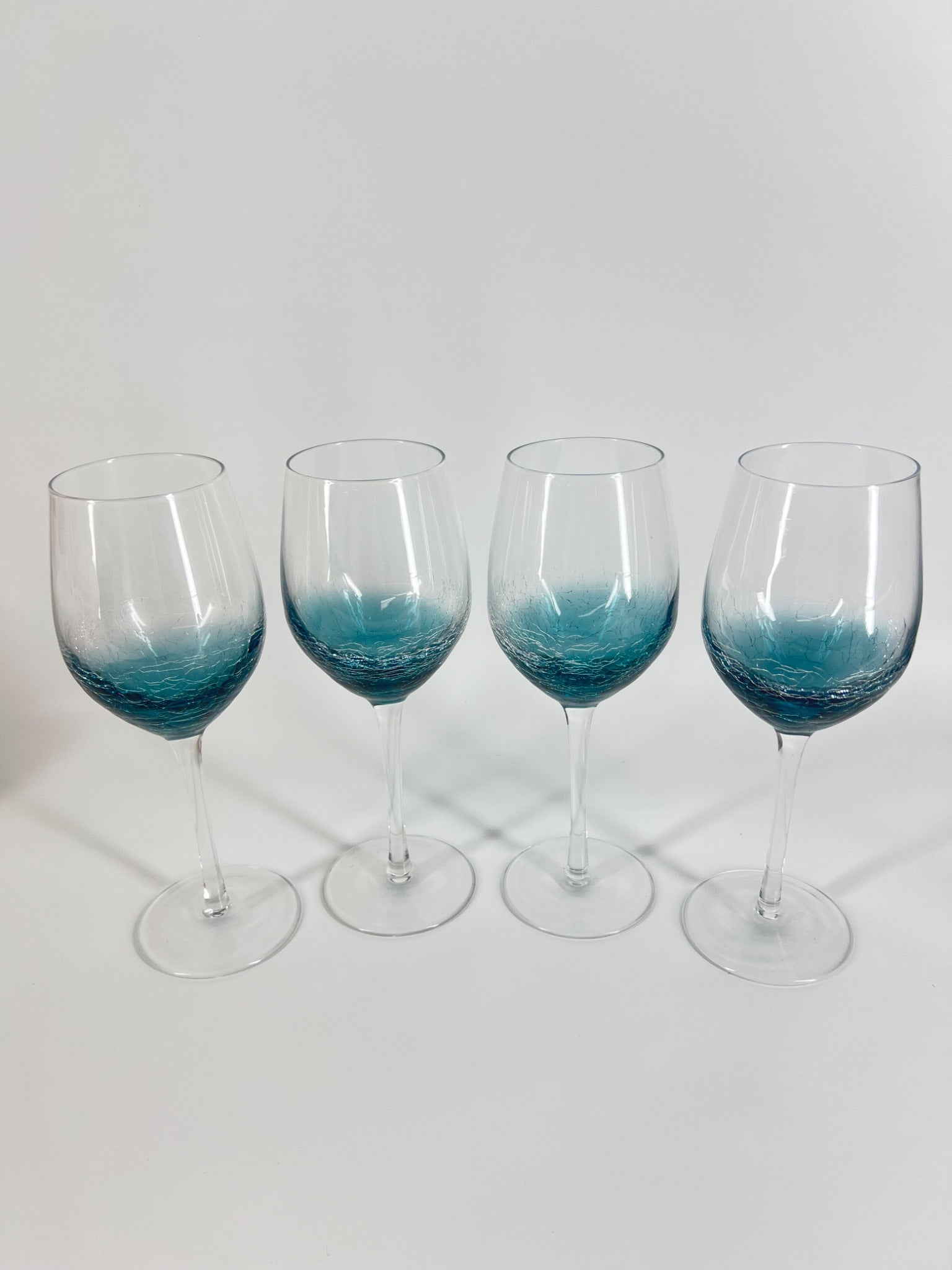 Set of 4 Pier 1 Turquoise Crackle Base Wine Glasses – Discontinued