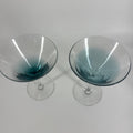 Pair of Pier 1 Teal Blue Crackle Martini Glasses – 7"